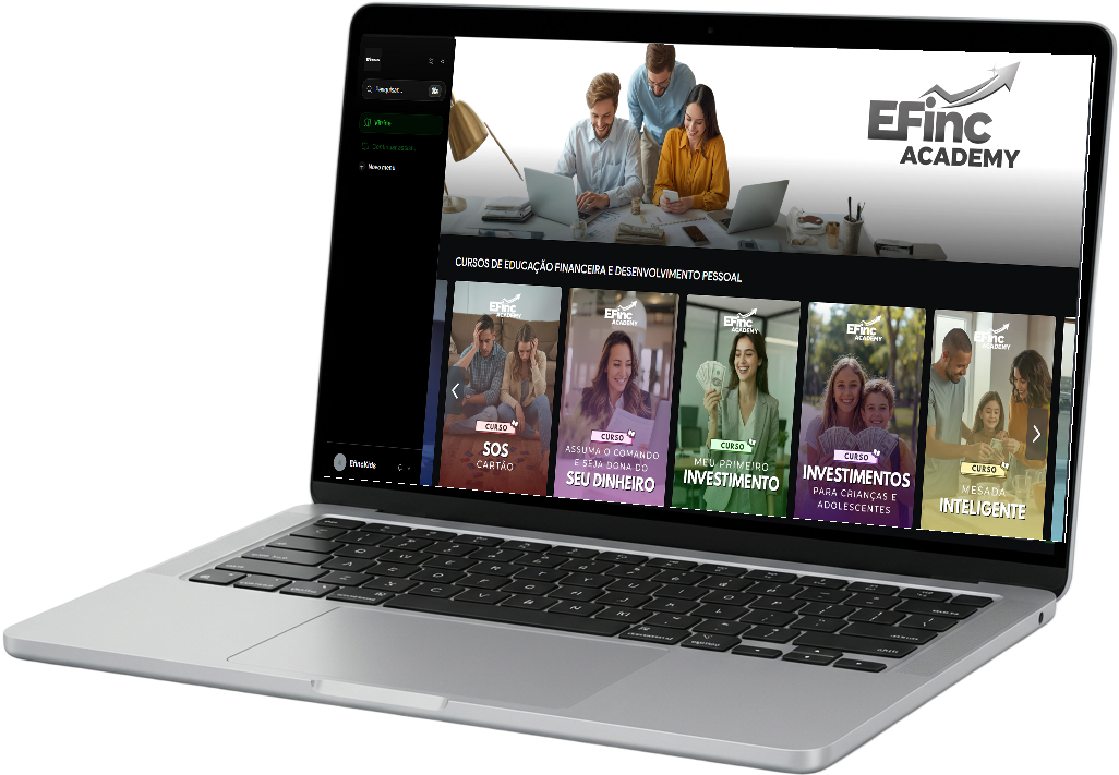 Efinc Academy para pais exibida em um notebook